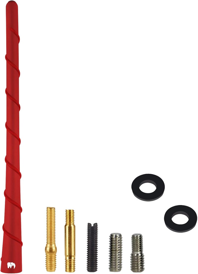 ONE250 8" inch Spiral Flexible Copper Core Antenna, Compatible with Jeep Wrangler JK JKU JL JLU Rubicon Sahara Gladiator (JL) [JT] Renegade Cherokee - Designed for Optimized FM/AM Reception (Red) - Image 3